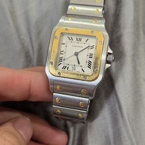 Cartier Two-Tone Silver and Gold Santos Bracelet Watch